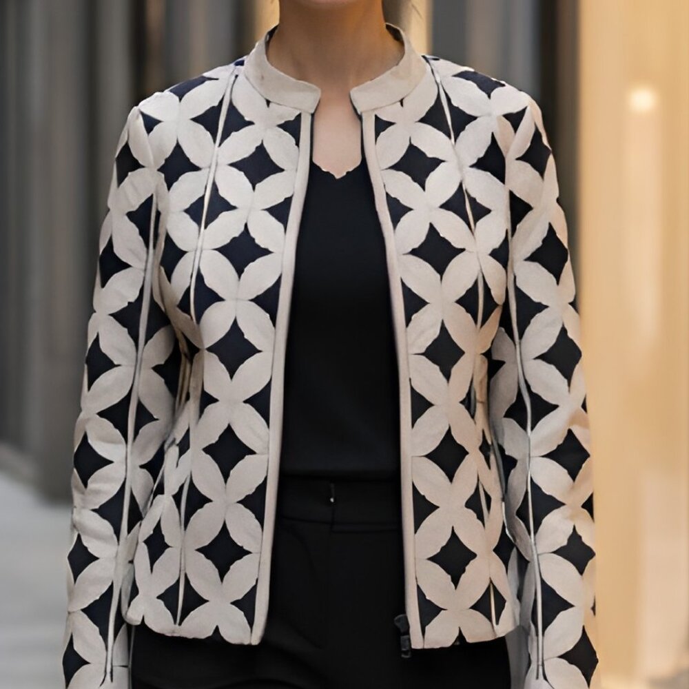 Womens Blouses Tops Shirt Sheer Jacket Leather Outfit Handmade Leaf